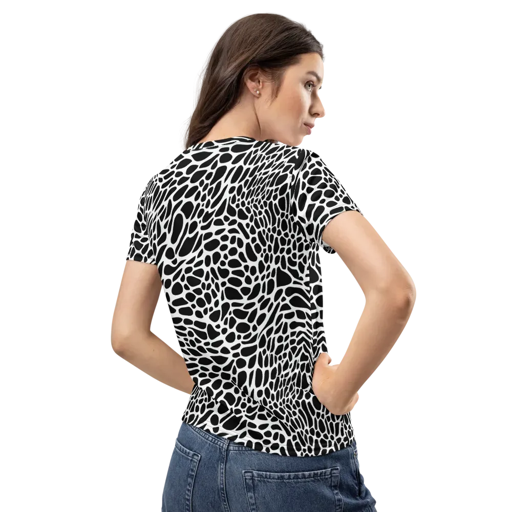 Monochrome Mystique on Women's Crew Neck T-Shirt — Back