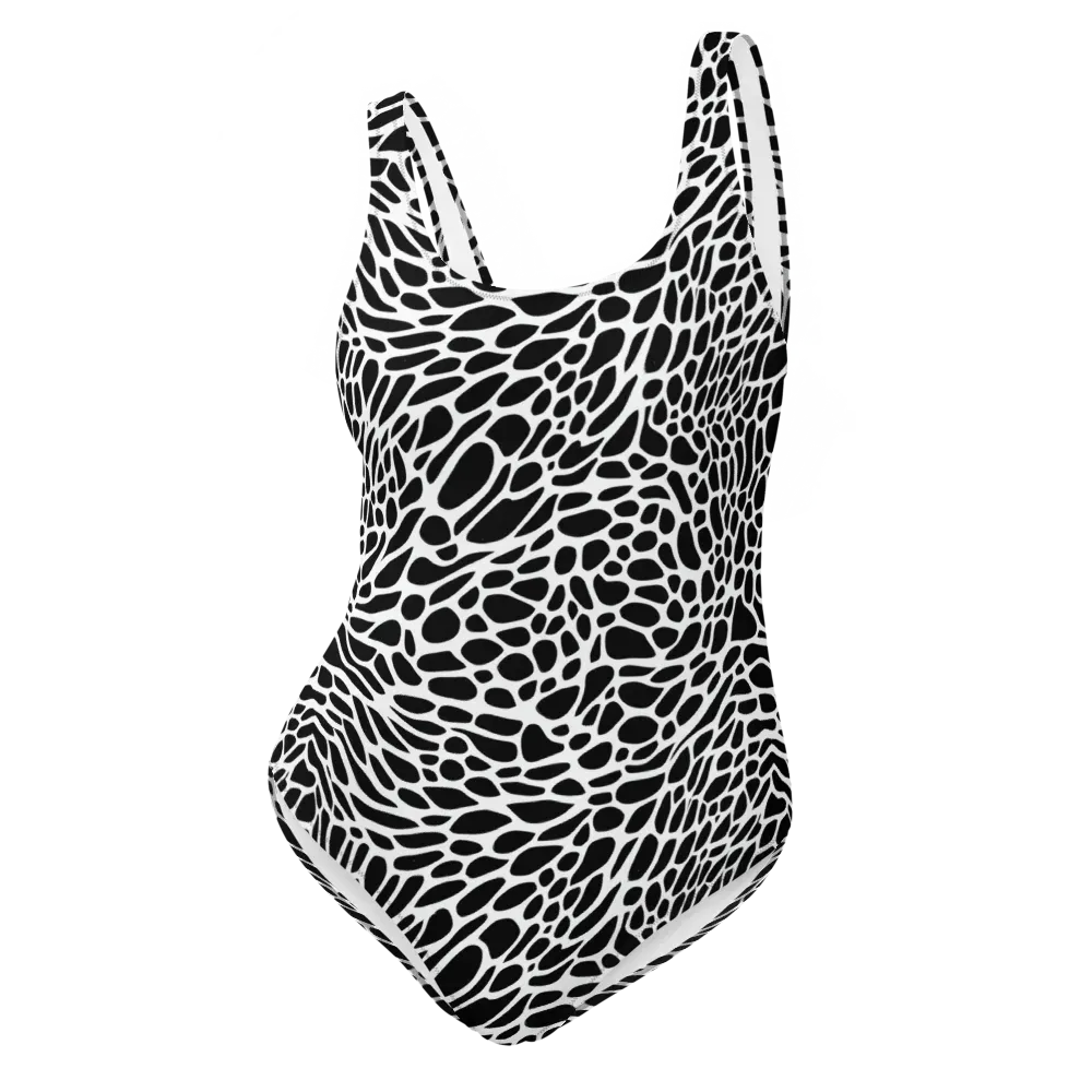 Monochrome Mystique on One-Piece Swimsuit — Front