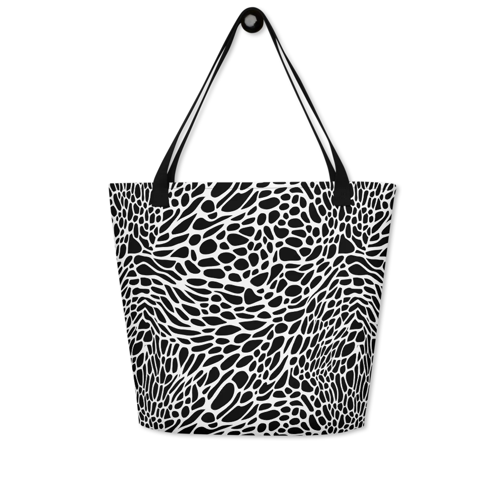 Monochrome Mystique on Large Tote Bag W/ Pocket — Front
