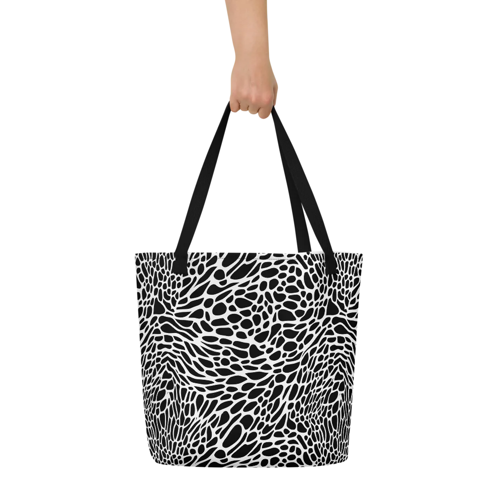 Monochrome Mystique on Large Tote Bag W/ Pocket — Front
