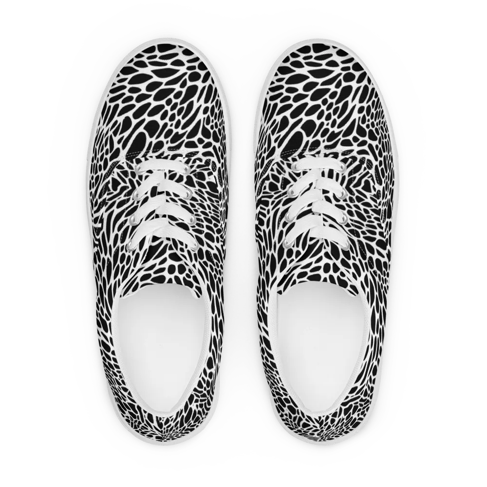 Monochrome Mystique on Men's Lace-Up Canvas Shoes — Front