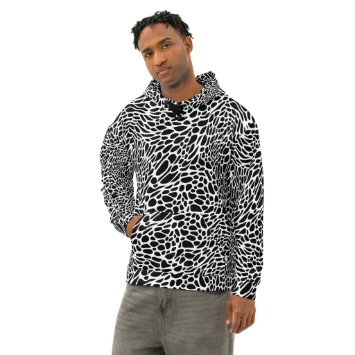Monochrome Mystique on a Cotton Hoodie