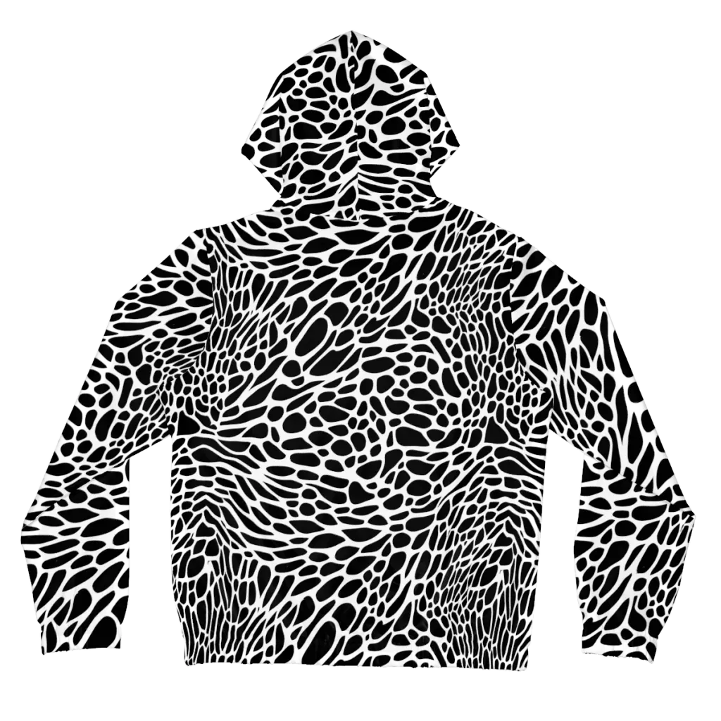 Monochrome Mystique on Women's Full-Zip Hoodie — Back