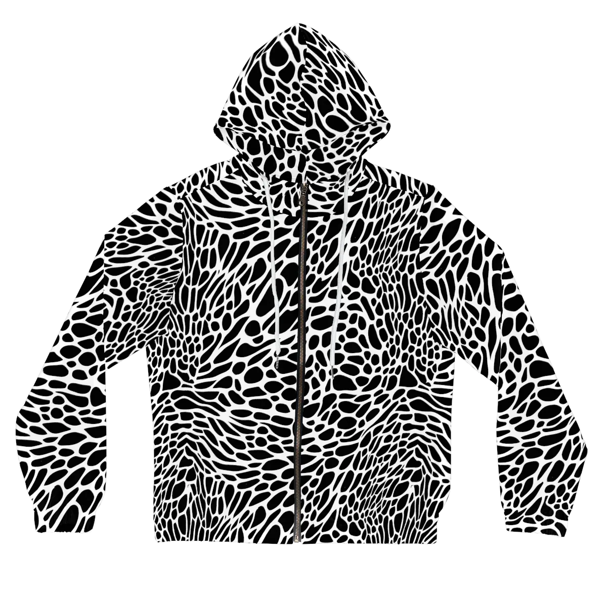 Monochrome Mystique on Women's Full-Zip Hoodie — Front