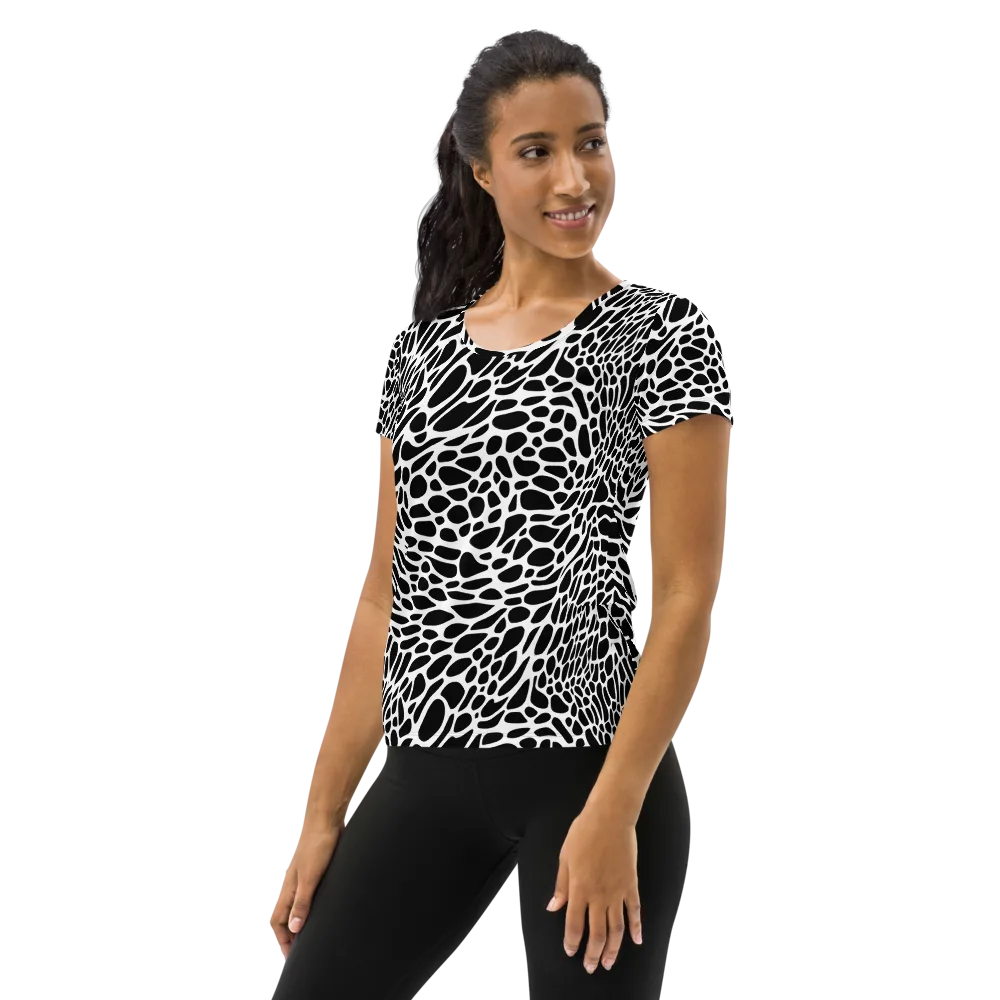 Monochrome Mystique on Women's Athletic T-Shirt — Left