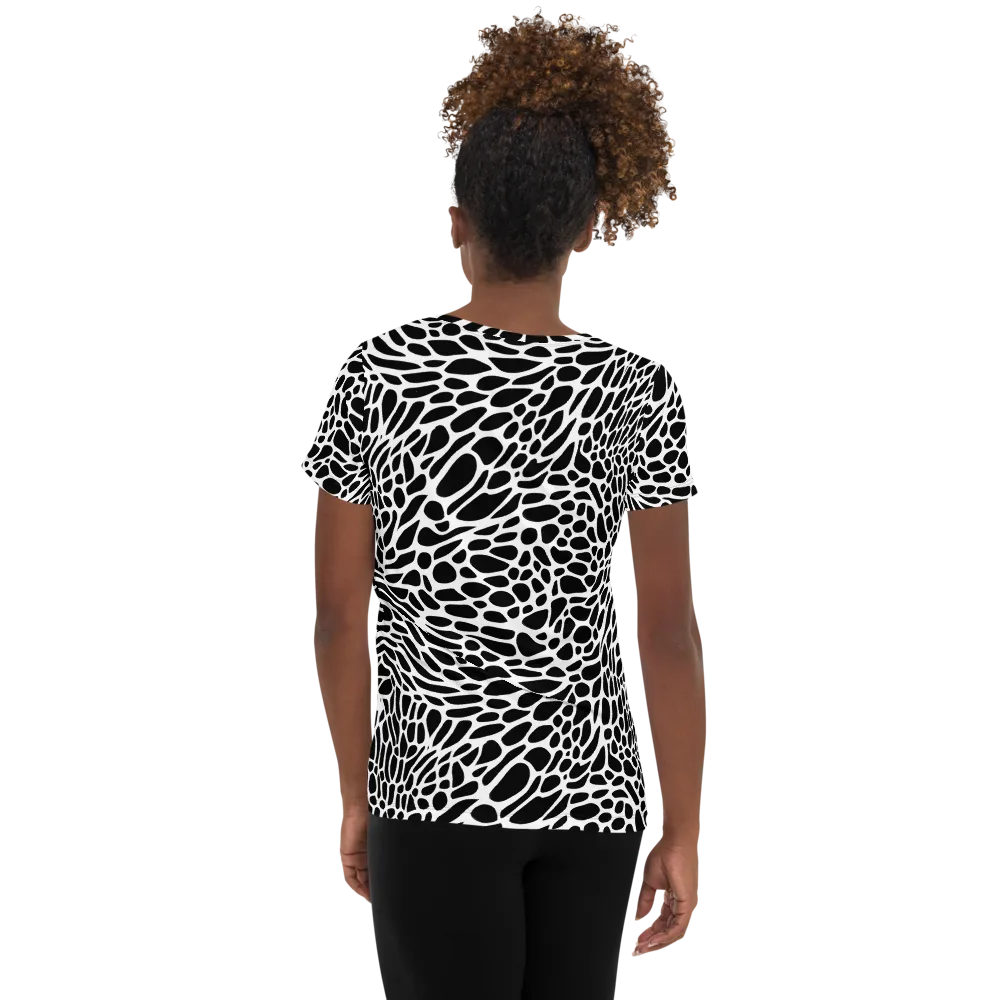 Monochrome Mystique on Women's Athletic T-Shirt — Back