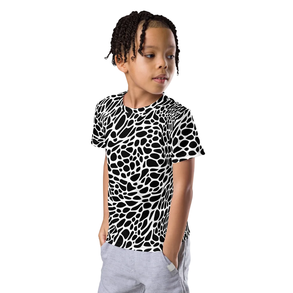Monochrome Mystique on Kids Crew Neck T-Shirt — Left Front