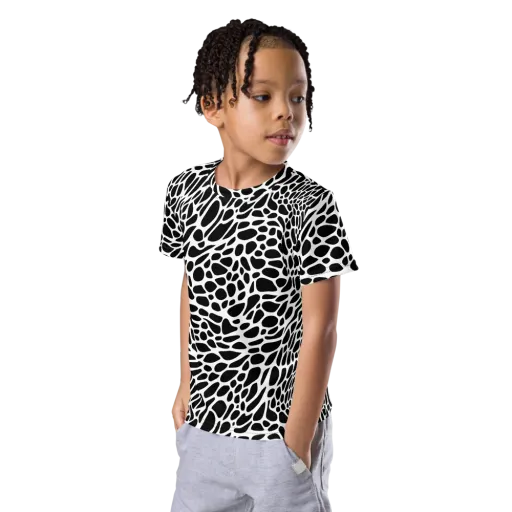 Monochrome Mystique on a Kids Crew Neck T-Shirt