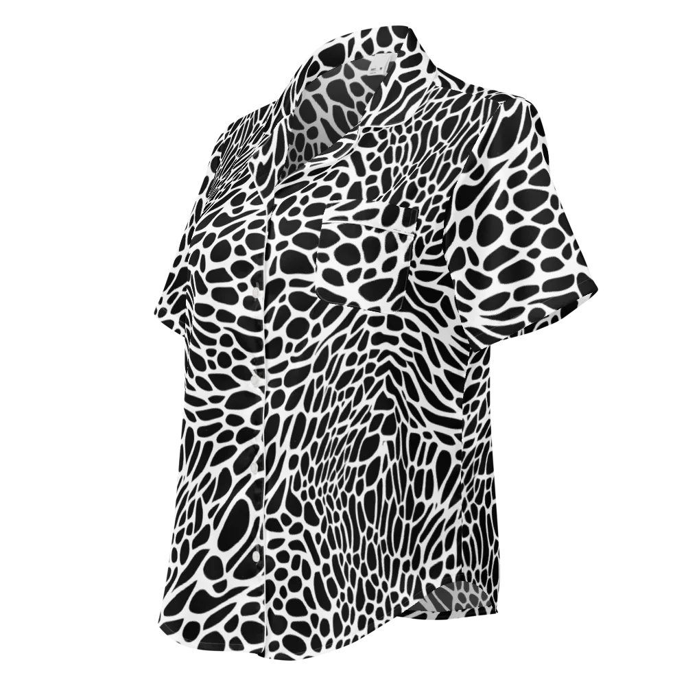 Monochrome Mystique on Women's Short Sleeve Pajama Top — Left Front