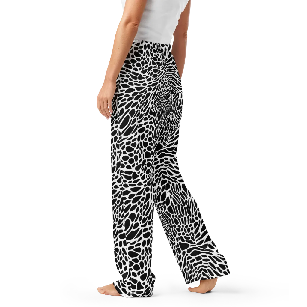 Monochrome Mystique on Women's Pajama Pants — Left