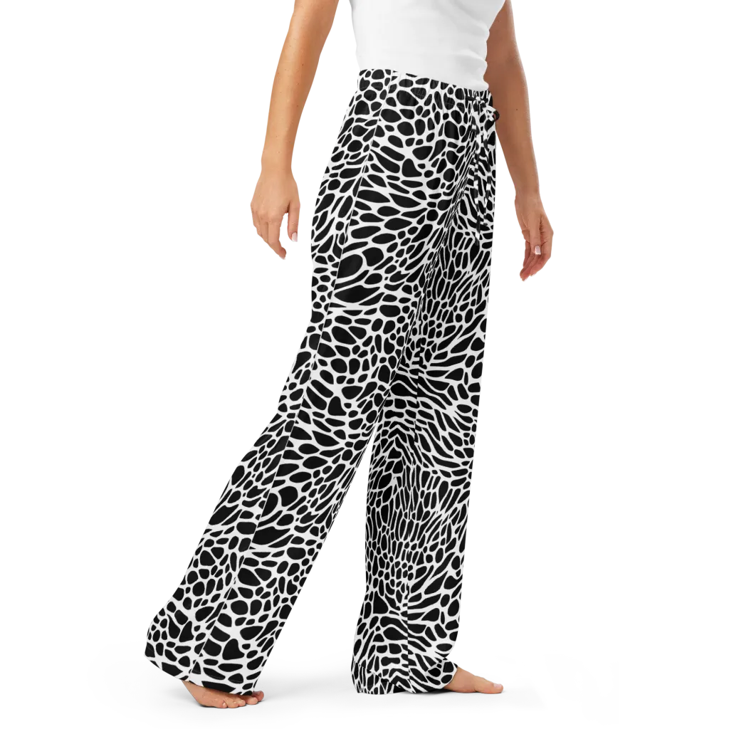 Monochrome Mystique on Women's Pajama Pants — Right Front