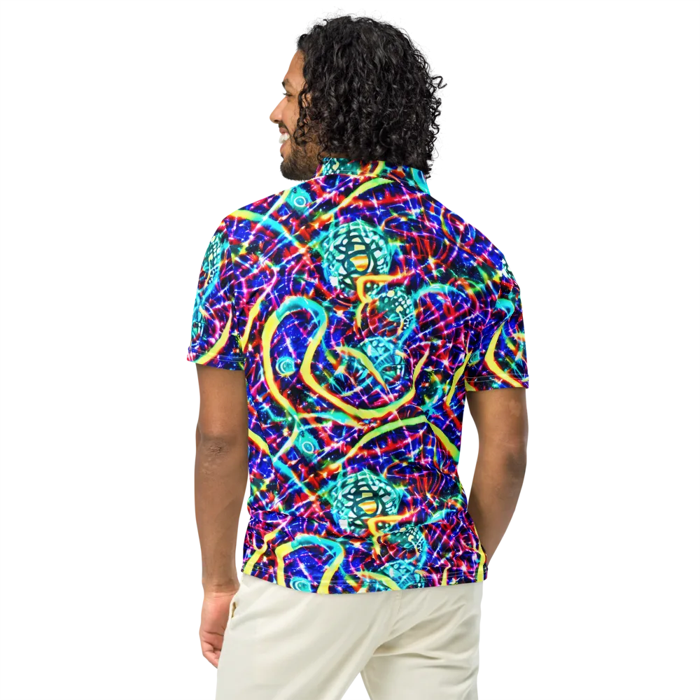 Fynesian Galaxy on Men's Slim Fit Polo Shirt — Back