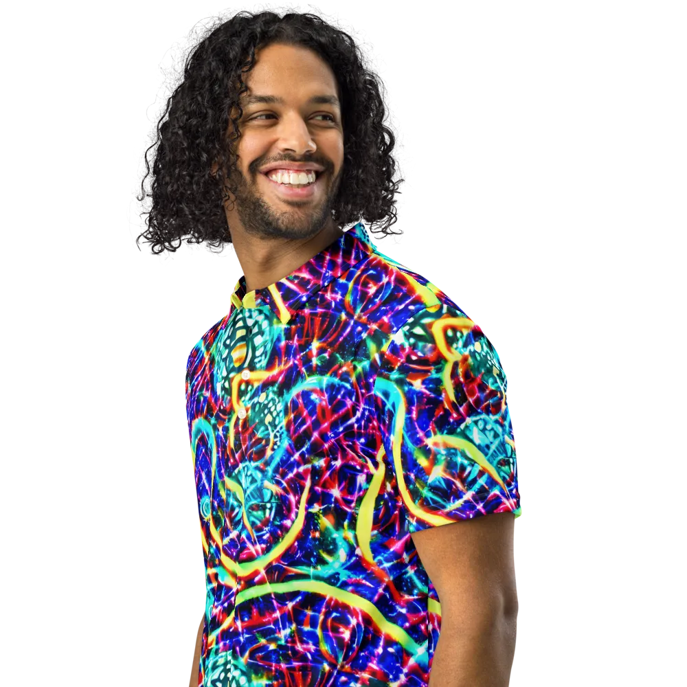Fynesian Galaxy on Men's Slim Fit Polo Shirt — Left Front
