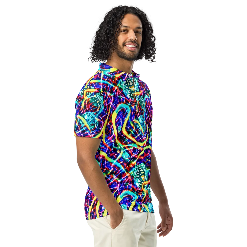 Fynesian Galaxy on Men's Slim Fit Polo Shirt — Right Front