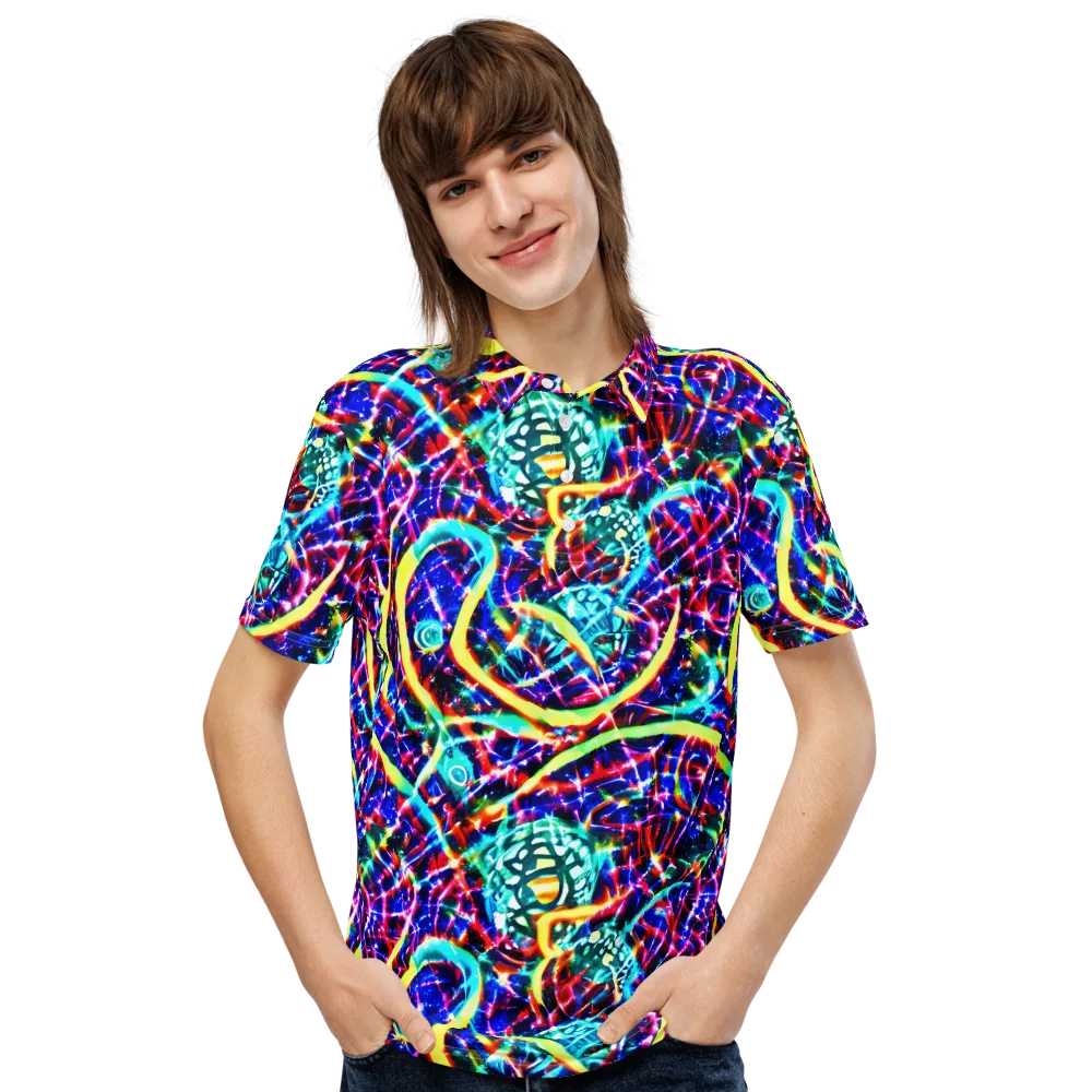 Fynesian Galaxy on Men's Slim Fit Polo Shirt — Front