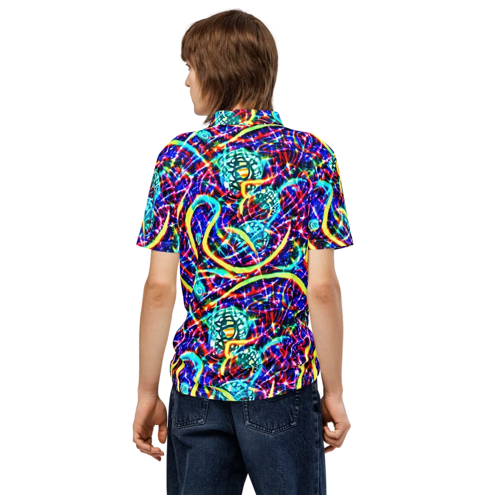 Fynesian Galaxy on Men's Slim Fit Polo Shirt — Back