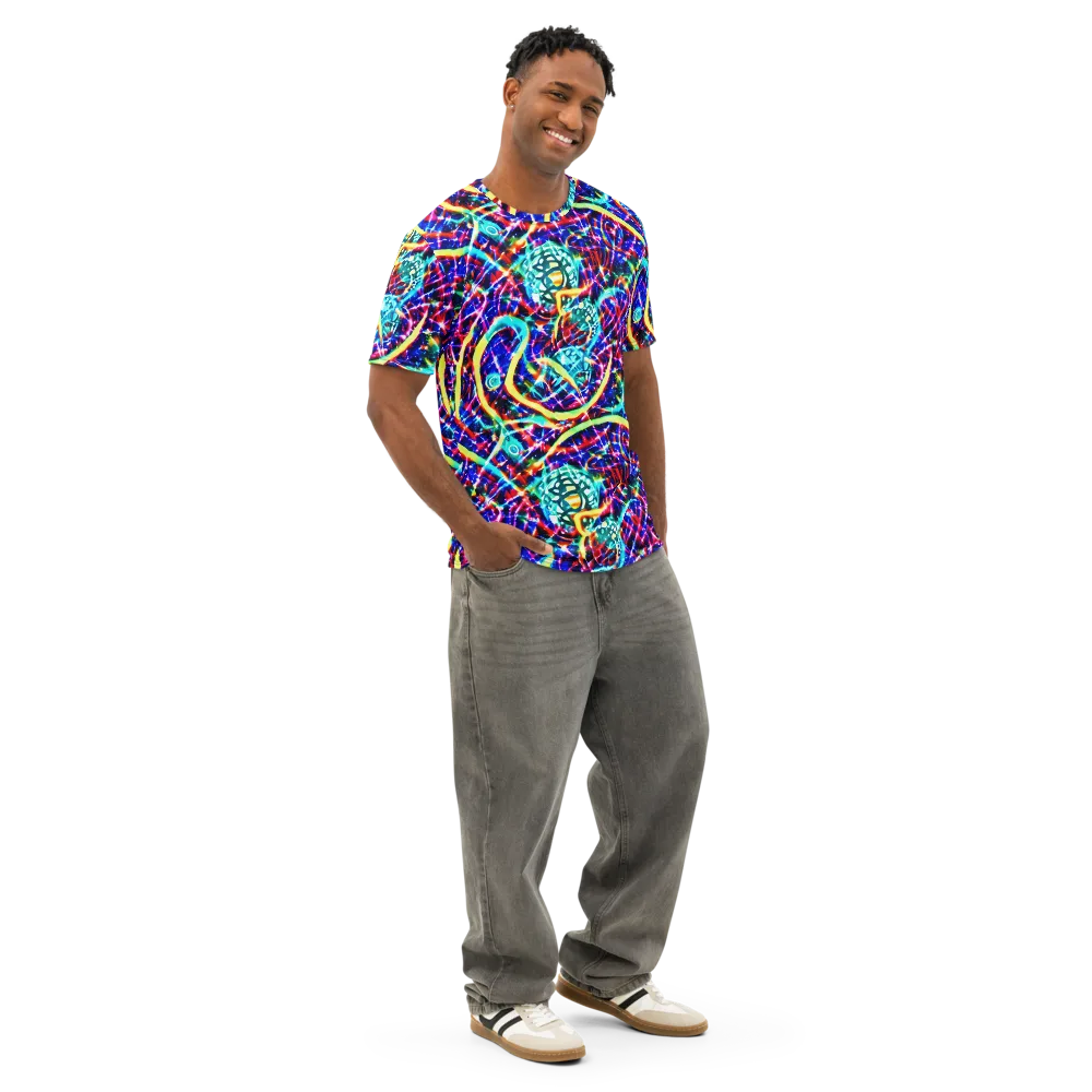 Fynesian Galaxy on Men's Cotton Crew Neck T-Shirt — Right Front