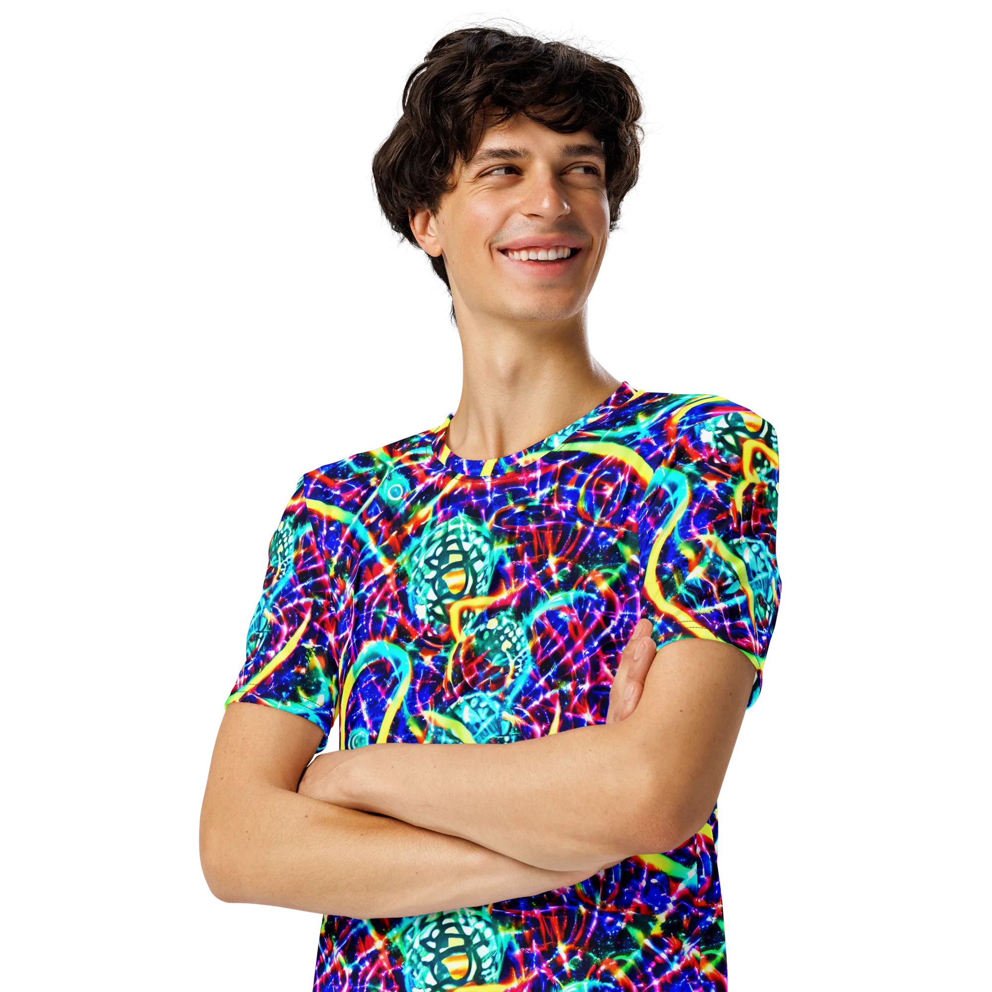 Fynesian Galaxy on Men's Crew Neck T-Shirt — Left Front
