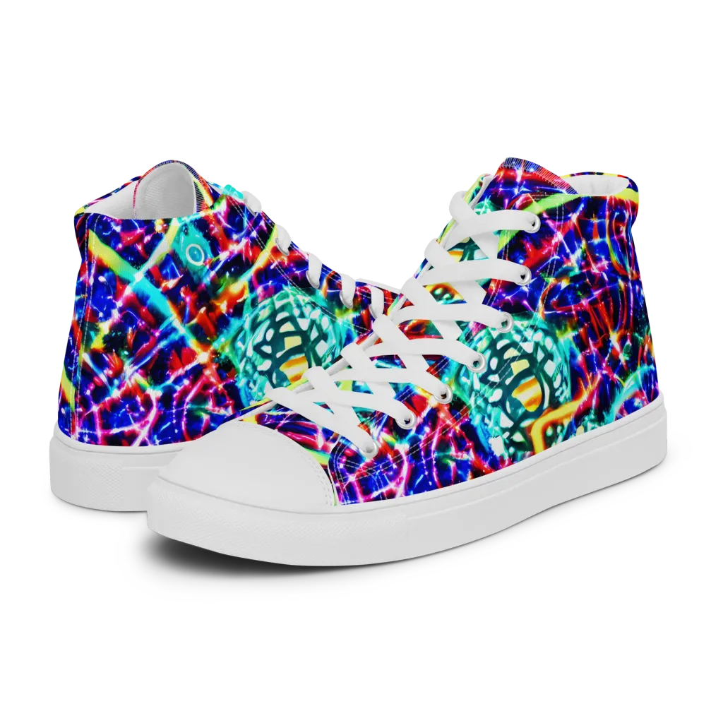Fynesian Galaxy on Men's High Top Canvas Shoes — Left