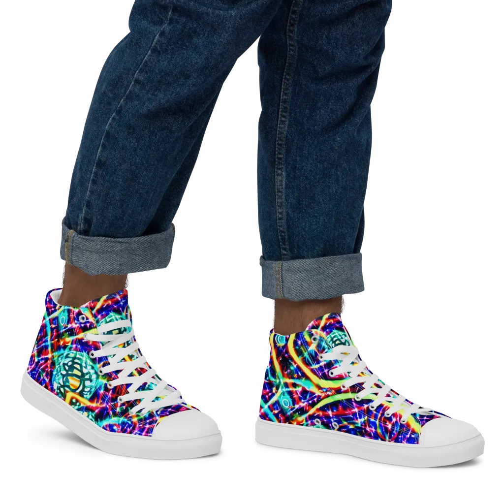 Fynesian Galaxy on Men's High Top Canvas Shoes — Right