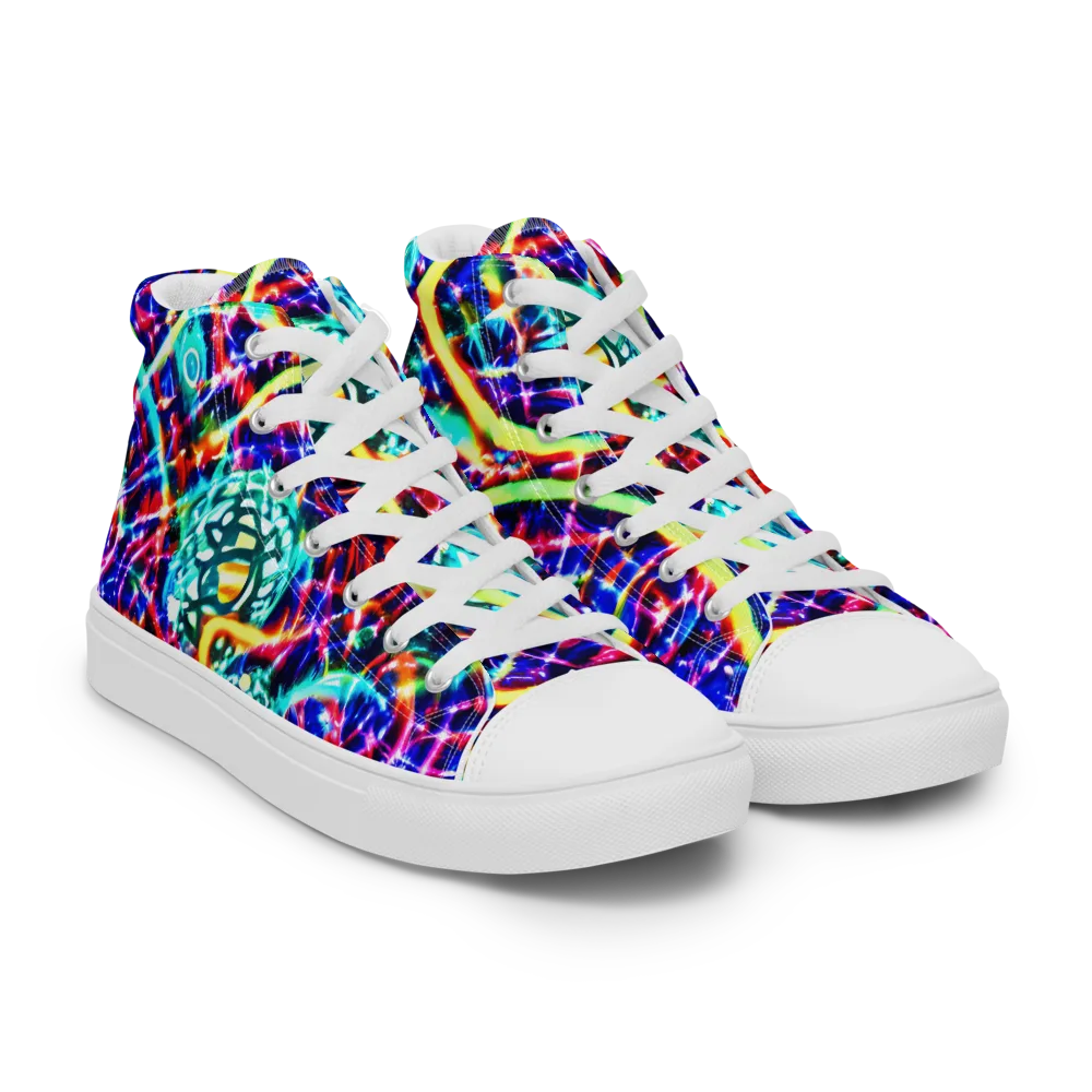 Fynesian Galaxy on Women's High Top Canvas Shoes — Right Front