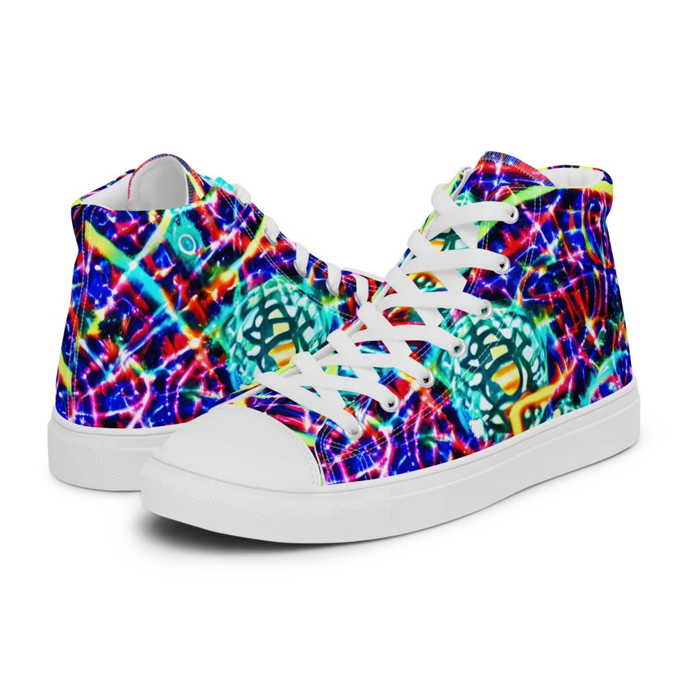 Fynesian Galaxy on Women's High Top Canvas Shoes — Left