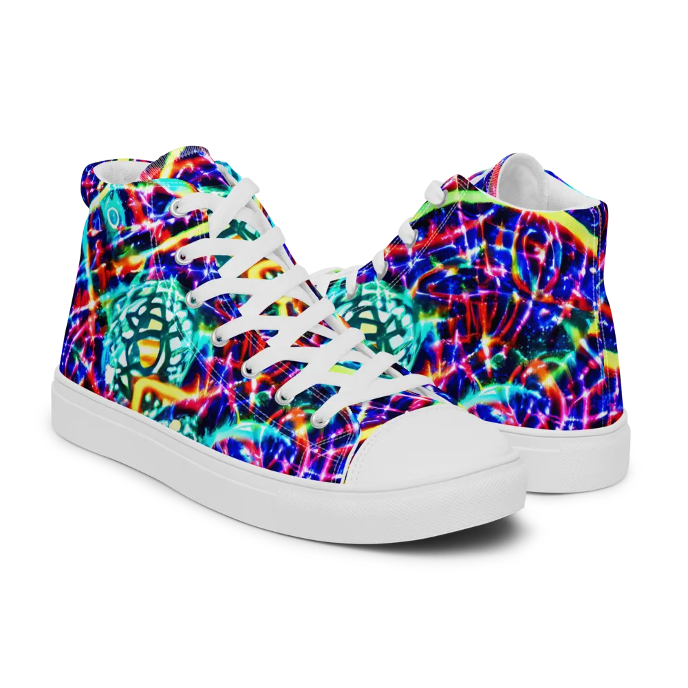Fynesian Galaxy on Women's High Top Canvas Shoes — Right