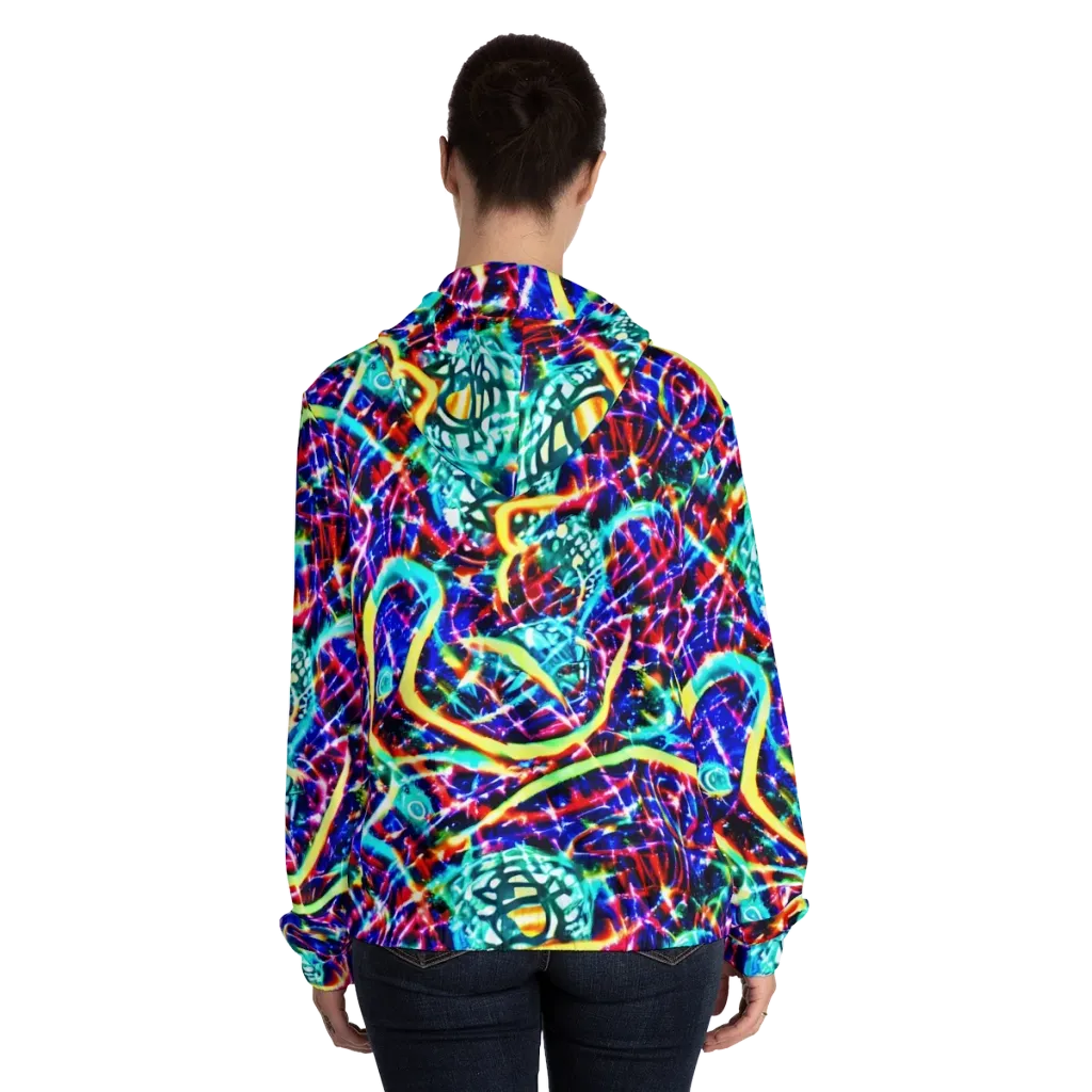 Fynesian Galaxy on Women's Full-Zip Hoodie — Back On Person