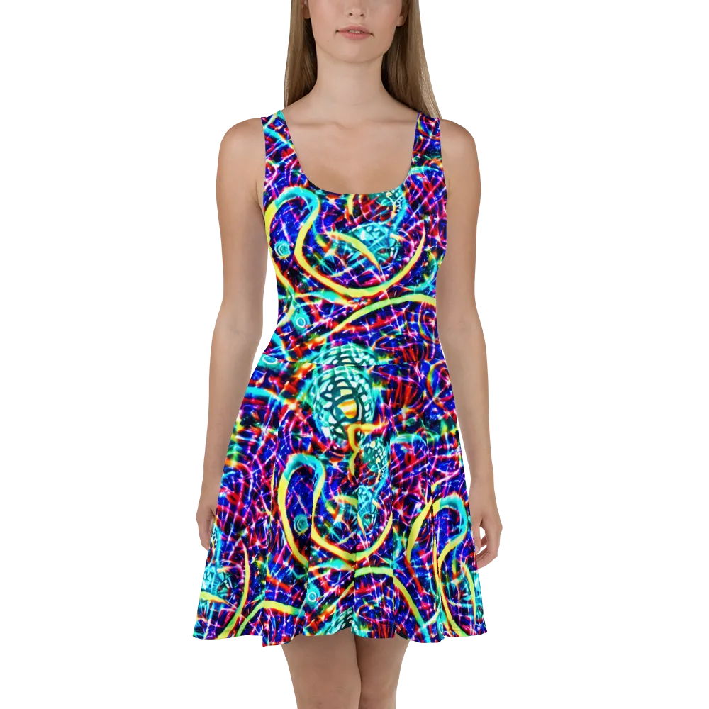 Fynesian Galaxy on Skater Dress — Front