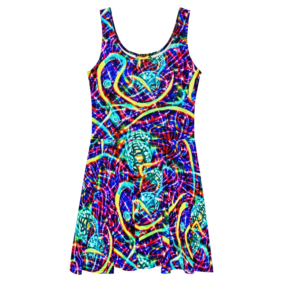 Fynesian Galaxy on Skater Dress — Front