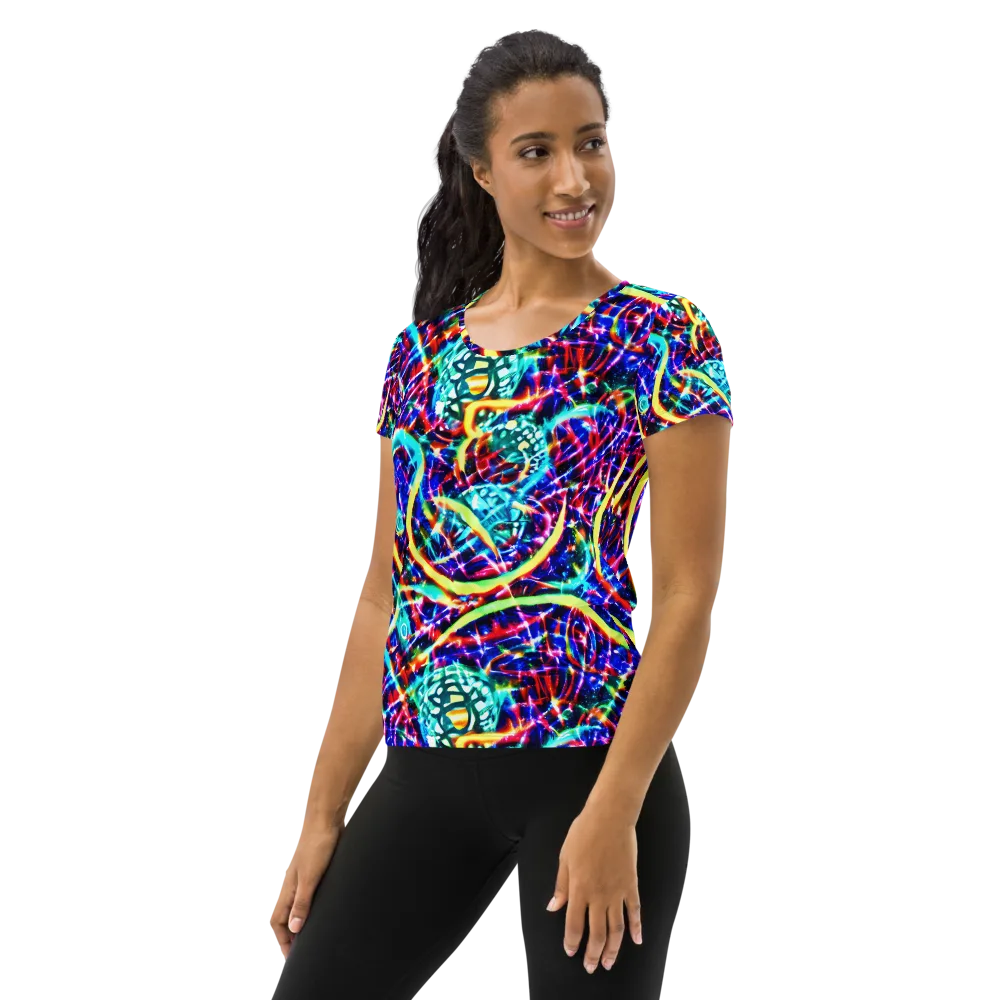 Fynesian Galaxy on Women's Athletic T-Shirt — Left