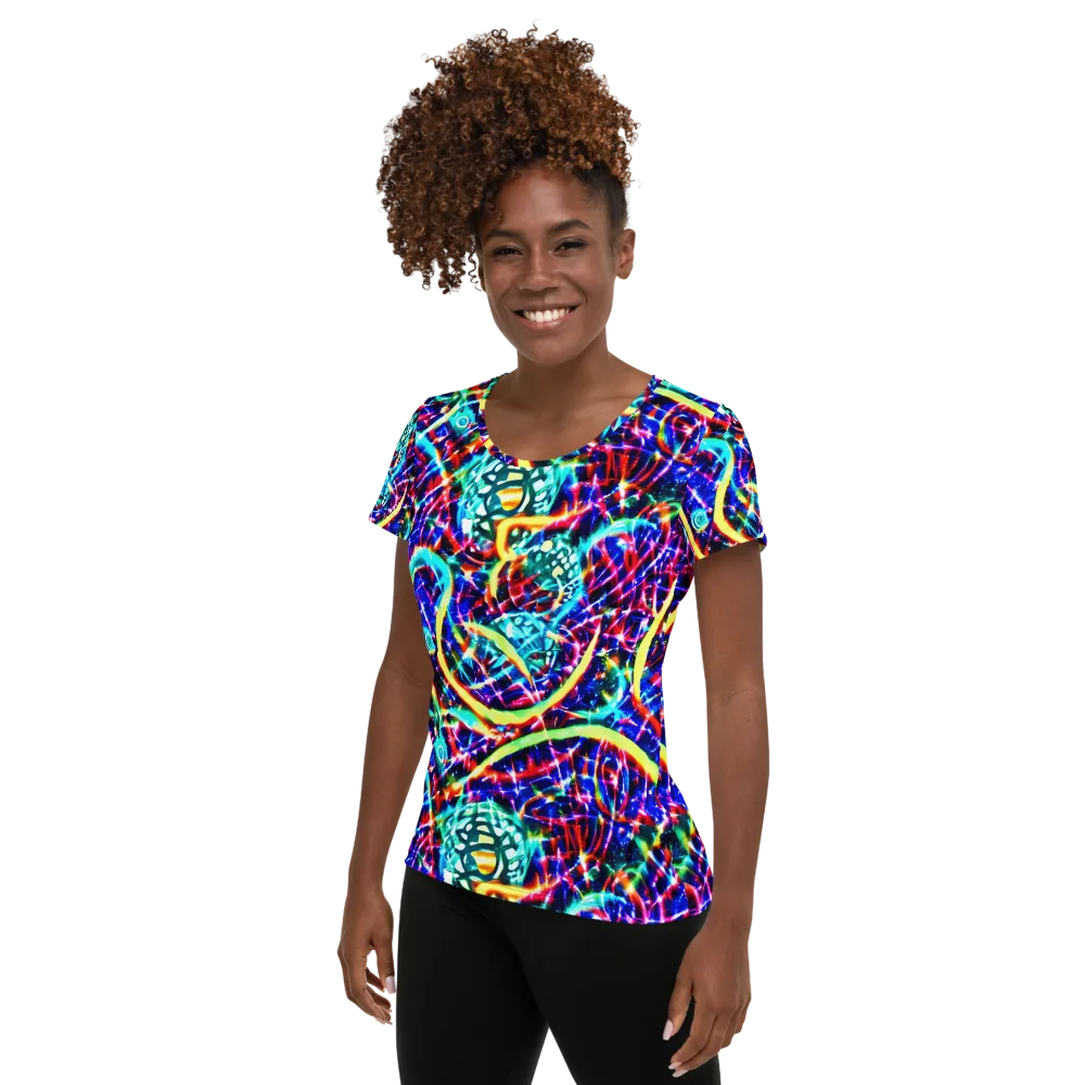 Fynesian Galaxy on Women's Athletic T-Shirt — Left
