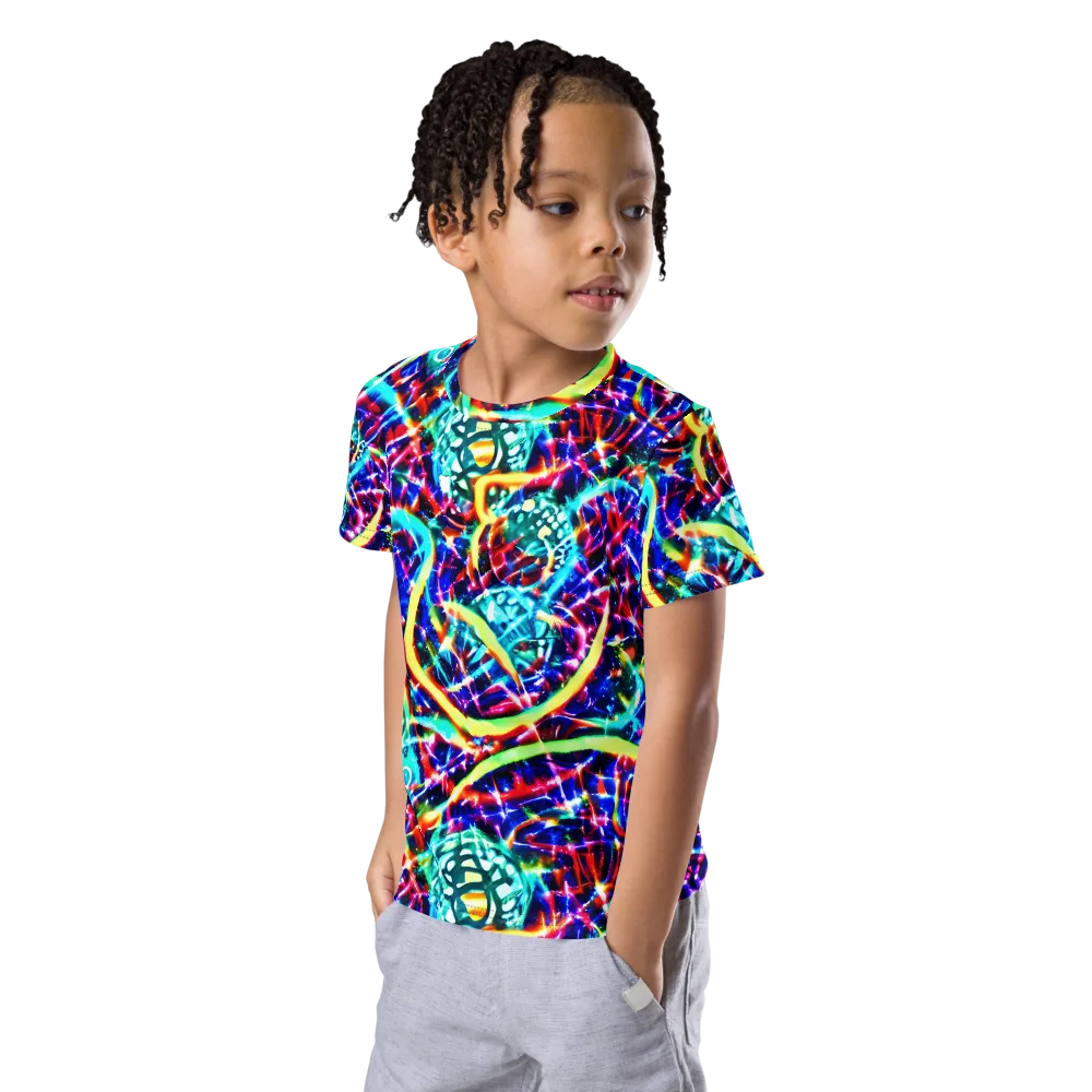 Fynesian Galaxy on Kids Crew Neck T-Shirt — Left Front