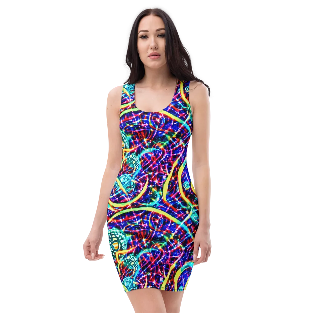 Fynesian Galaxy on Bodycon Dress — Front