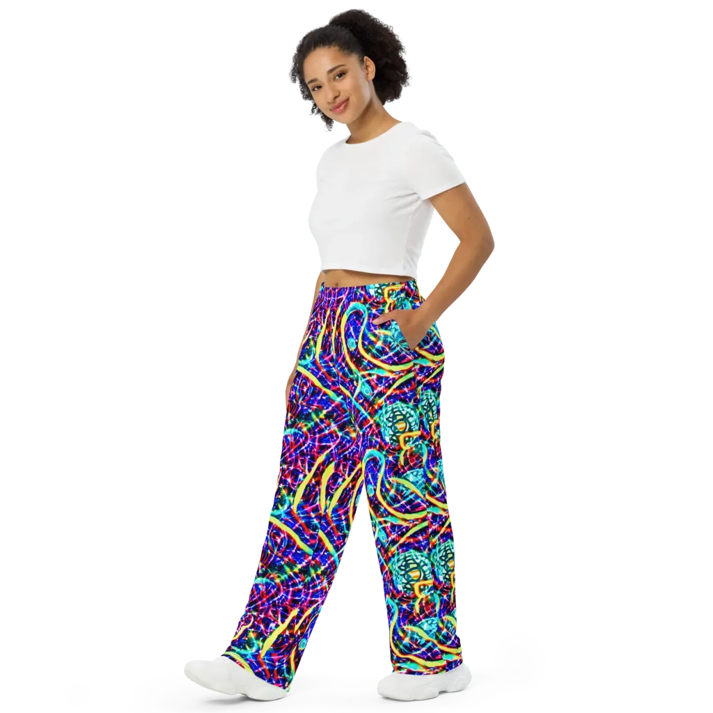 Fynesian Galaxy on Wide-Leg Pants — Left Front