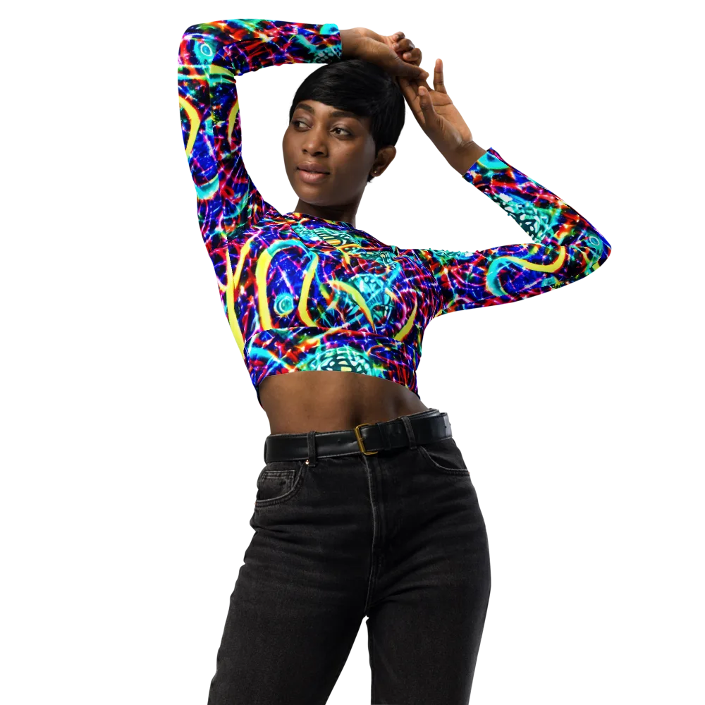 Fynesian Galaxy on Long Sleeve Crop Top — Front