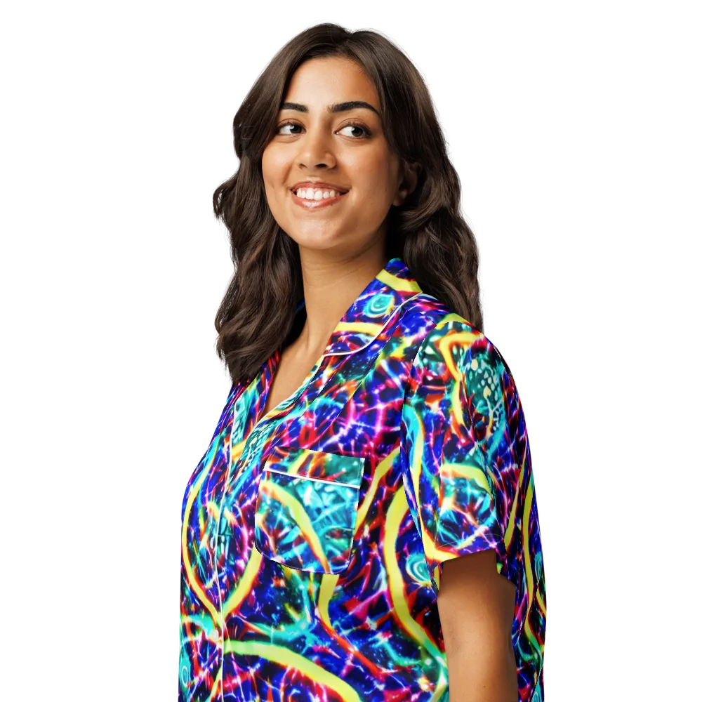 Fynesian Galaxy on Women's Short Sleeve Pajama Top — Left Front