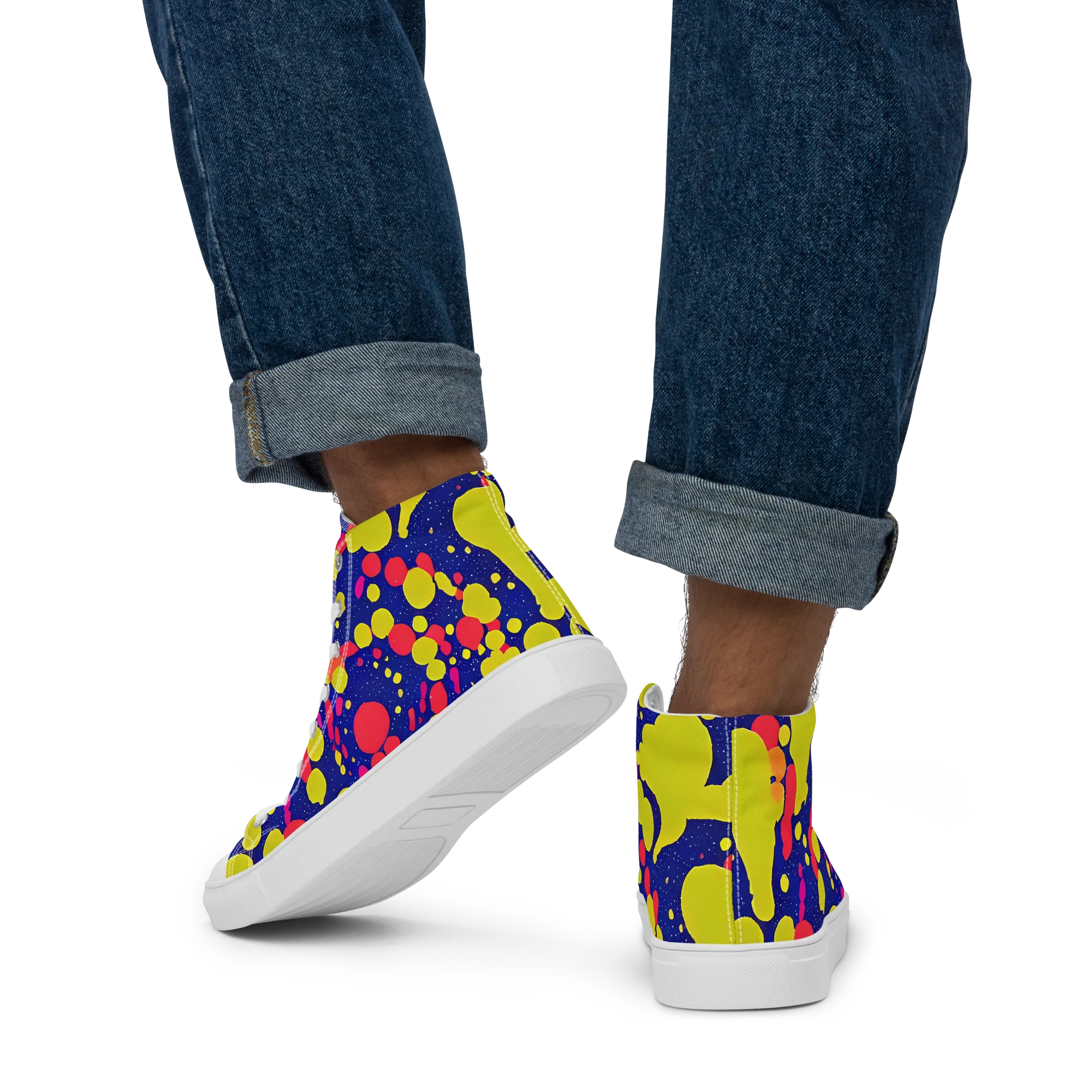 Void Visions on Men's High Top Canvas Shoes — Back
