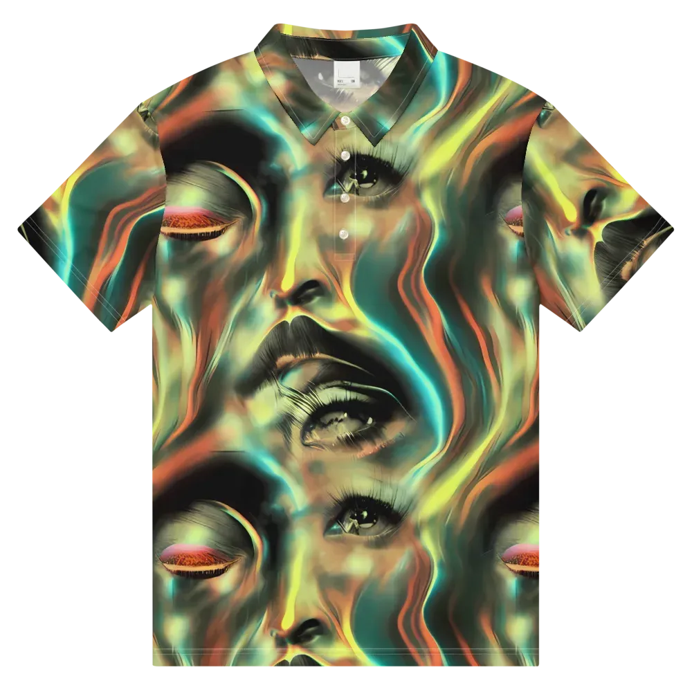 Newtonian Visage on Men's Slim Fit Polo Shirt — Front