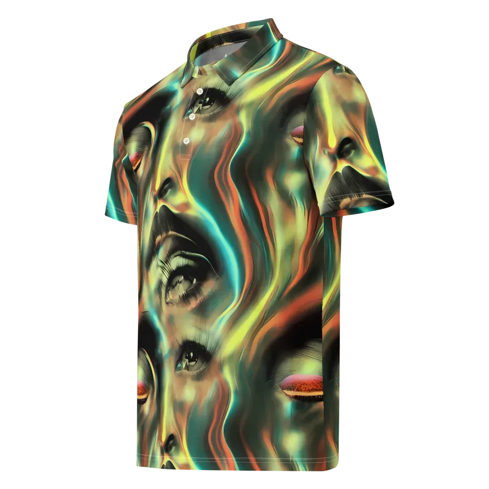 Newtonian Visage on Men's Slim Fit Polo Shirt — Left Front