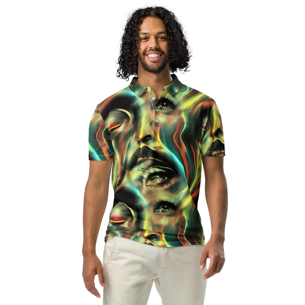 Newtonian Visage on Men's Slim Fit Polo Shirt — Front