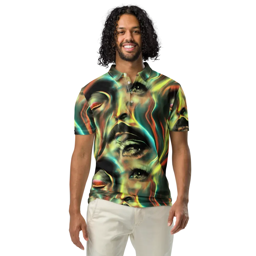Newtonian Visage on Men's Slim Fit Polo Shirt — Front