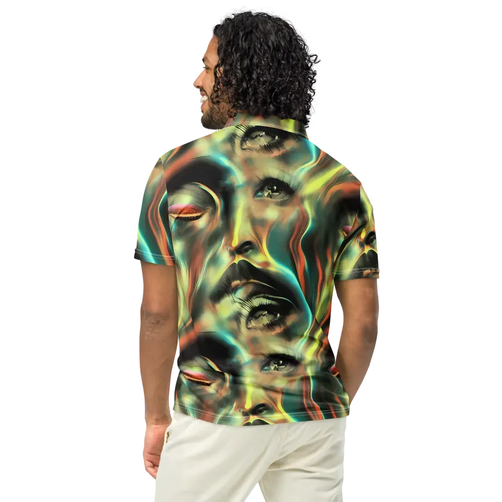Newtonian Visage on Men's Slim Fit Polo Shirt — Back