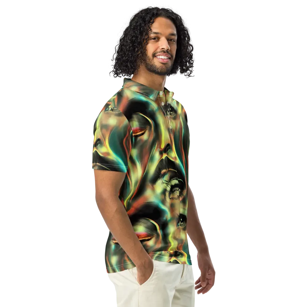 Newtonian Visage on Men's Slim Fit Polo Shirt — Right Front