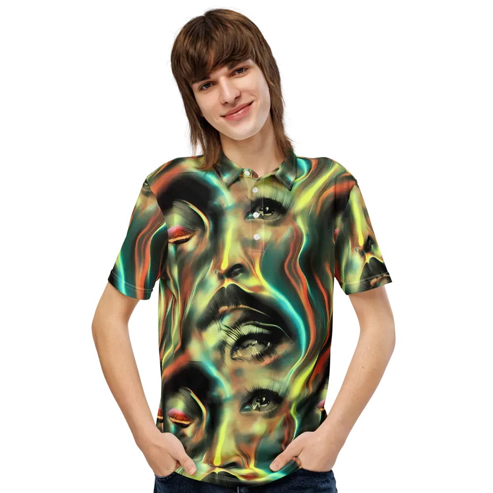 Newtonian Visage on Men's Slim Fit Polo Shirt — Front