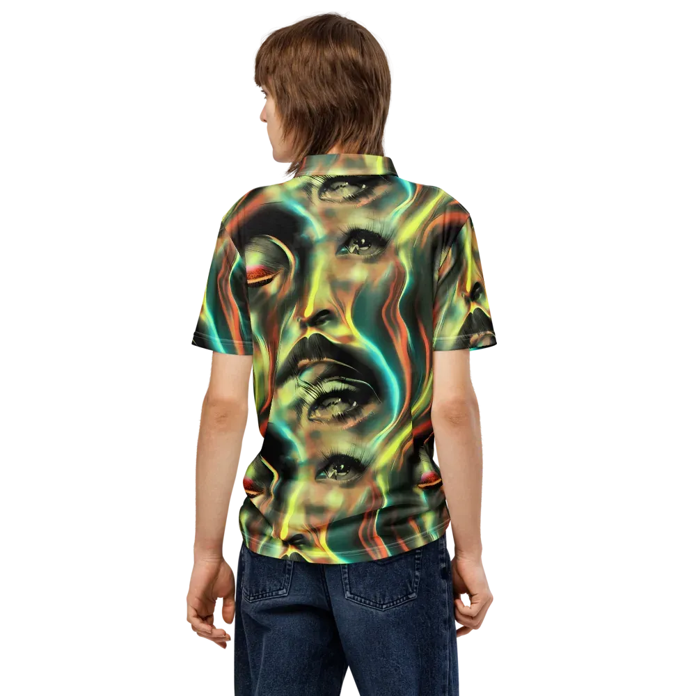 Newtonian Visage on Men's Slim Fit Polo Shirt — Back