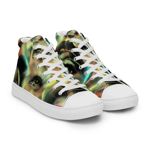 Newtonian Visage on a Men's High Top Canvas Shoes
