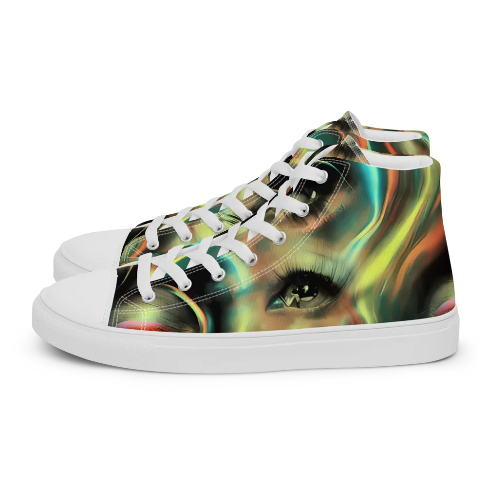 Newtonian Visage on Men's High Top Canvas Shoes — Left