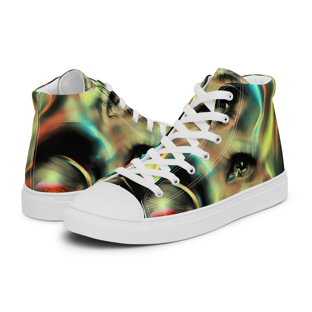 Newtonian Visage on Men's High Top Canvas Shoes — Left