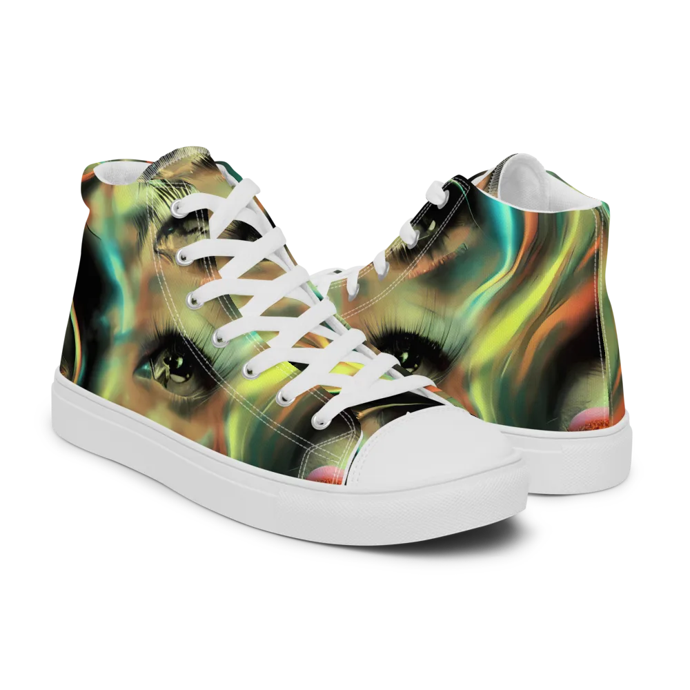 Newtonian Visage on Men's High Top Canvas Shoes — Right